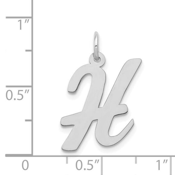 14k White Gold, Madison Collection LG Classic Script Initial H Pendant - Picture 4 of 5